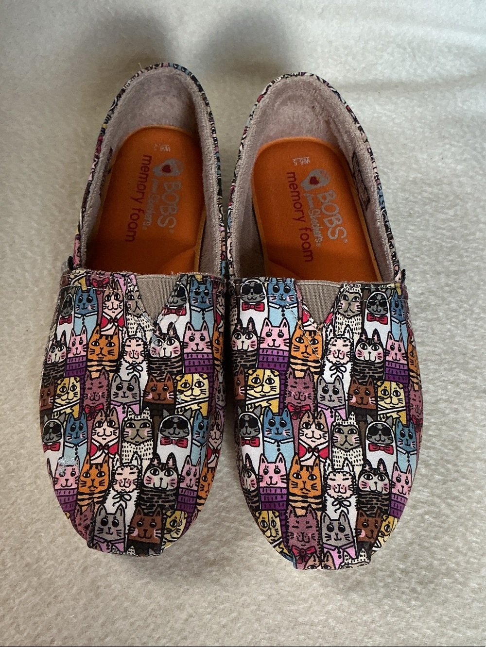 Skechers BOBS Cats Print Slip-On Flats in Multicolor